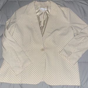 Tan with white poka dot blazer
